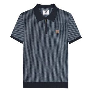 Lambretta Mens Knitted Quarter Zip Polo Shirt / Navy